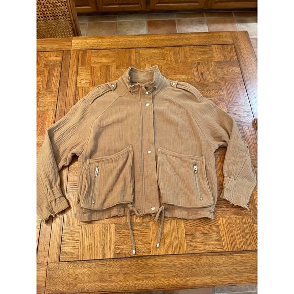 BlankNYC Cotton Voile Gauze raw edge Bomber Jacket small - Picture 2 of 11